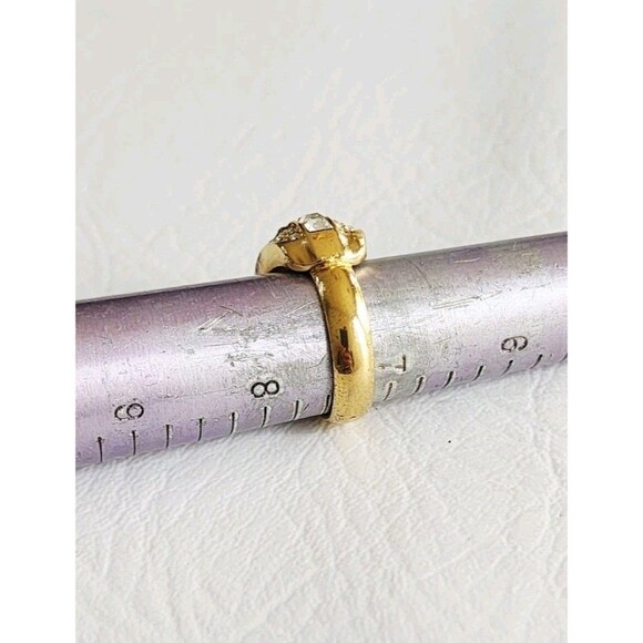 Vintage Christian Dior Gold Plated Crystal  Ring Adjustable - Picture 6 of 6